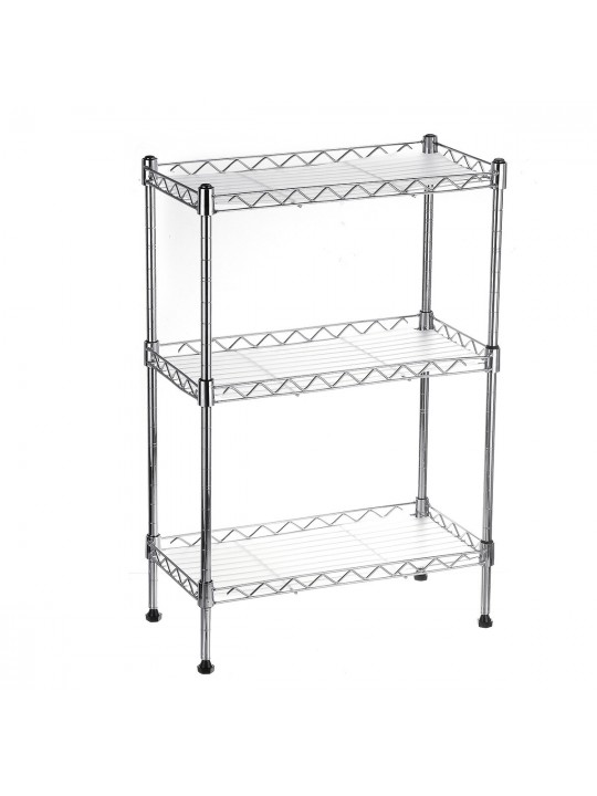 3 Tier Multi-Function Storage Cart Shelf Rack Organizer Adjustable with 4 Hooks - Black