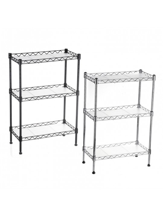 3 Tier Multi-Function Storage Cart Shelf Rack Organizer Adjustable with 4 Hooks - Black