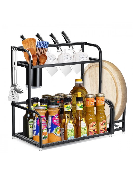 2-Tier Kitchen Countertop Spice Rack Organizer Cabinet Shelves Holder Rack - 40