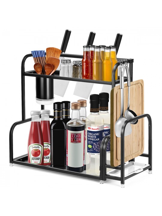 2-Tier Kitchen Countertop Spice Rack Organizer Cabinet Shelves Holder Rack - 40