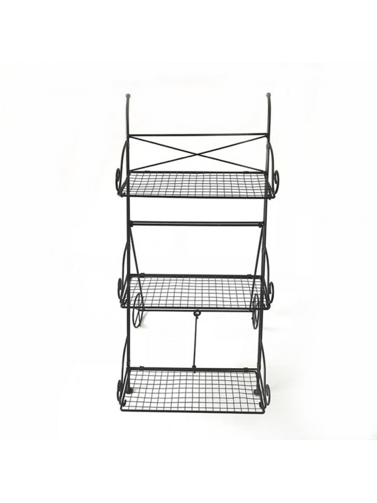 3 Tier Garden Cart Metal Shelf Stand Plant Flower Rack Storage Indoor Outdoor