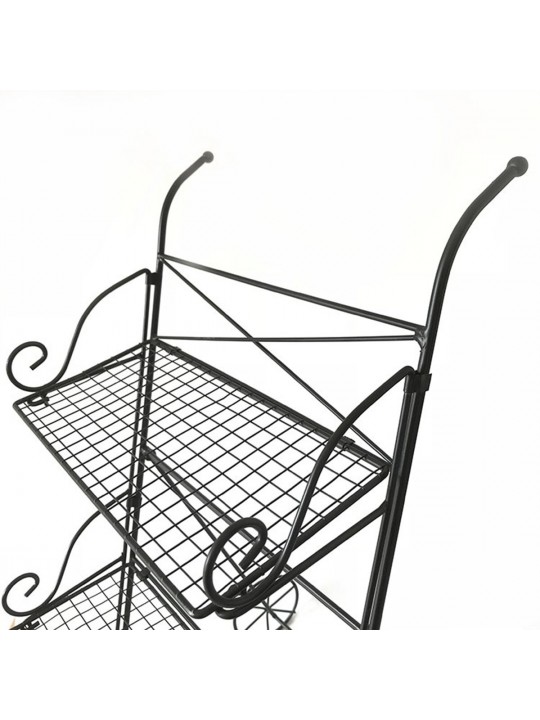 3 Tier Garden Cart Metal Shelf Stand Plant Flower Rack Storage Indoor Outdoor