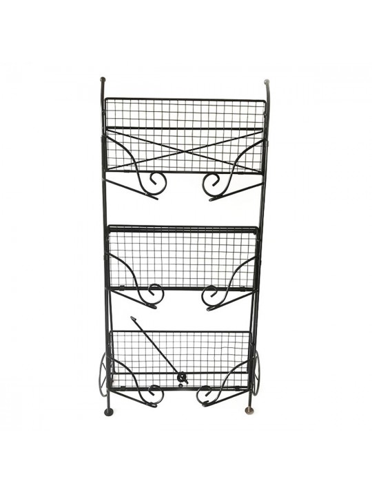 3 Tier Garden Cart Metal Shelf Stand Plant Flower Rack Storage Indoor Outdoor