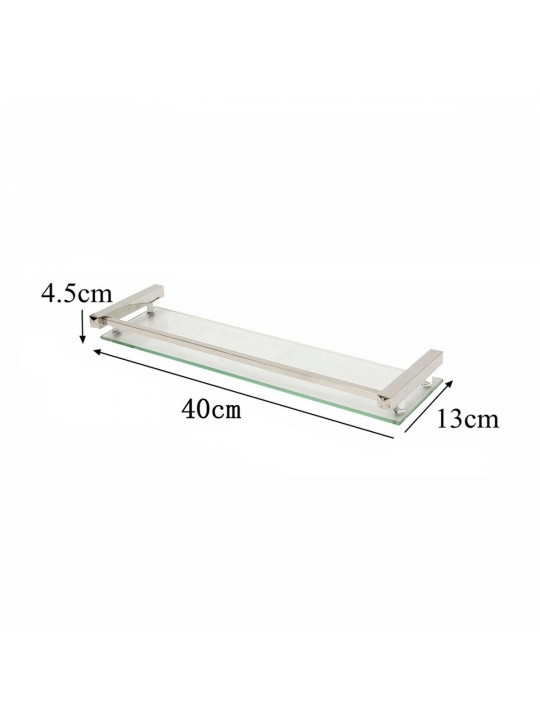 40/50/60CM Modern Bathroom Glass Shower Caddy Storage Shelf Wall Mounted Brass Base &amp; Glass Tier - 60cm