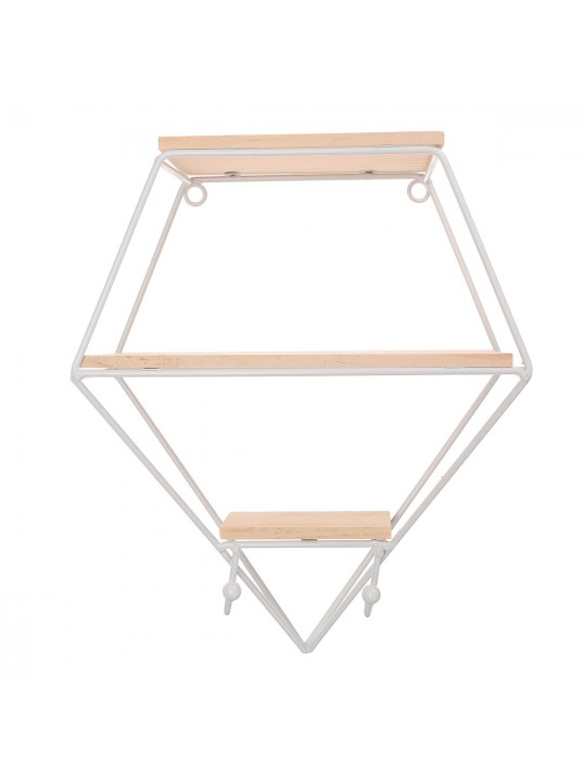 Metal Wall Shelf Mounted Storage Rack wall Hanging basket Shelf Bedroom Decoration - White