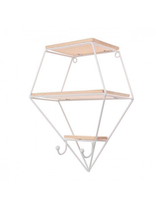 Metal Wall Shelf Mounted Storage Rack wall Hanging basket Shelf Bedroom Decoration - White