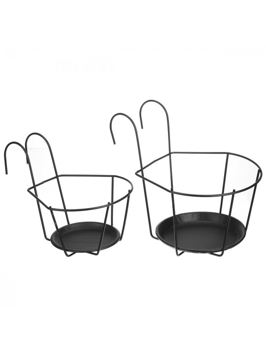 3PCS Metal Flower Holder Stand Hanging Pot Basket Plant Garden Wall Storage Rack - S