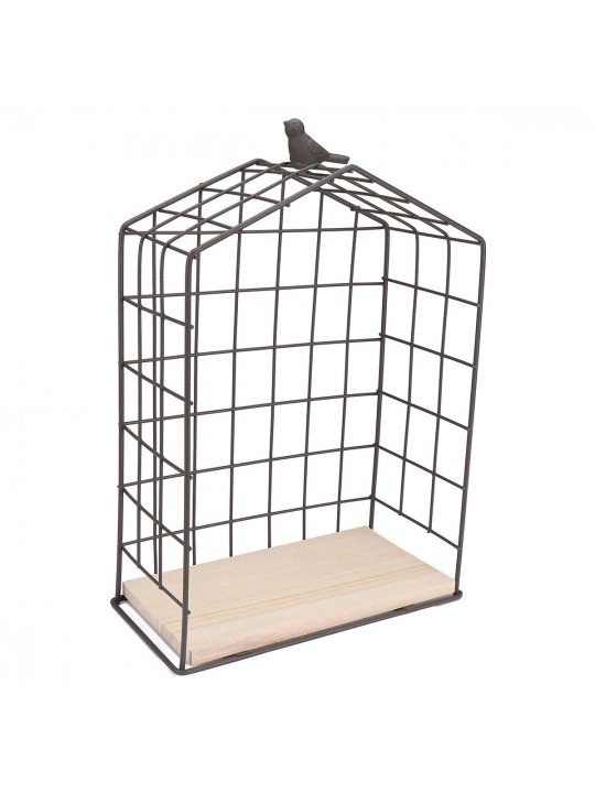 Large Metal &amp; Wood Wall Hanging Shelf Birdcage Storage Bracket Hallway Display Home Decor - #2