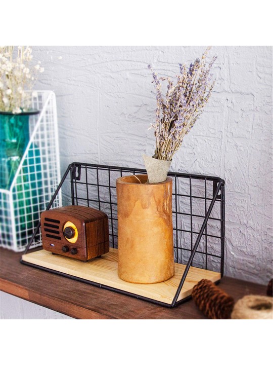 Large Metal &amp; Wood Wall Hanging Shelf Birdcage Storage Bracket Hallway Display Home Decor - #2