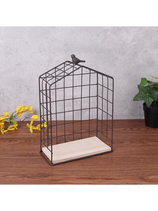 Large Metal &amp; Wood Wall Hanging Shelf Birdcage Storage Bracket Hallway Display Home Decor - #2