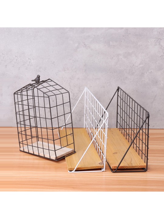 Large Metal &amp; Wood Wall Hanging Shelf Birdcage Storage Bracket Hallway Display Home Decor - #2