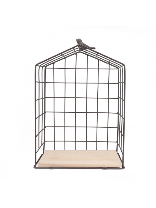 Large Metal &amp; Wood Wall Hanging Shelf Birdcage Storage Bracket Hallway Display Home Decor - #2