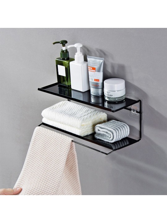 2 Tiers Kitchen Bathroom Shower Shelf Rack Organizer Storage Holder Wall Mounted - White