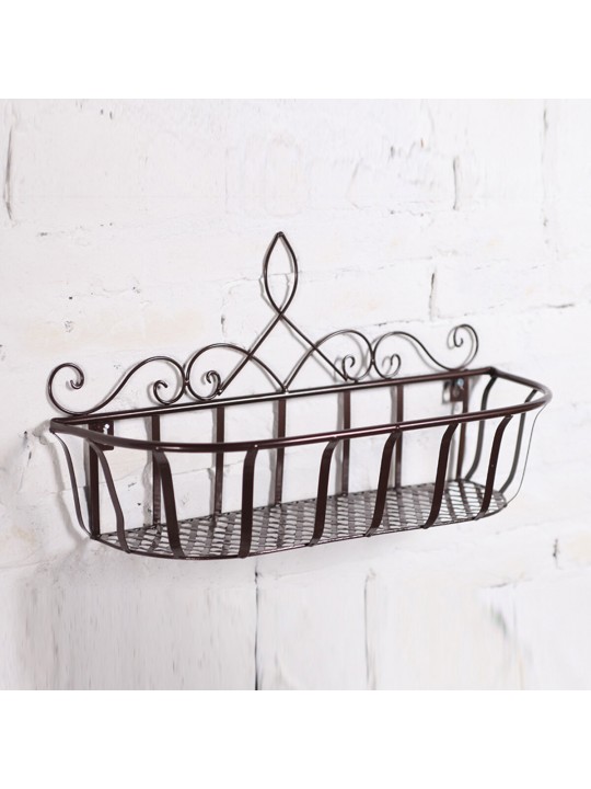 Black/White/Bronze S/M/L Iron Flower Pot Stand Small Pot Wall Holder - Black S