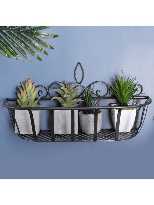 Black/White/Bronze S/M/L Iron Flower Pot Stand Small Pot Wall Holder - Black S