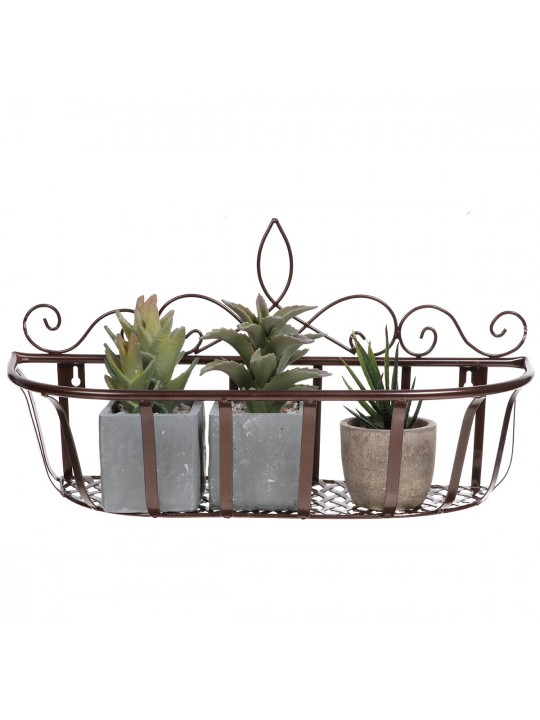 Black/White/Bronze S/M/L Iron Flower Pot Stand Small Pot Wall Holder - Black S