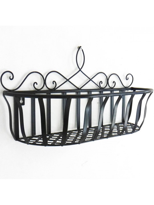 Black/White/Bronze S/M/L Iron Flower Pot Stand Small Pot Wall Holder - Black S