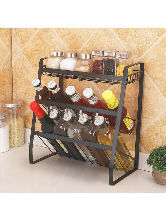 3 Layers Kitchen Spice Rack Stainless Steel Countertop Spice Jars Bottle Shelf - K10