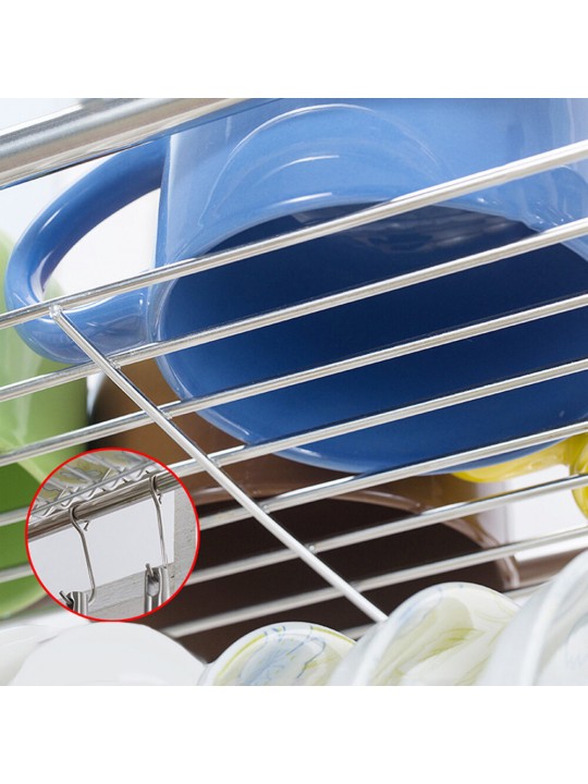 64/74/84/94cm Stainless Steel Rack Shelf Double Layers Storage for Kitchen Dishes Arrangement - 1