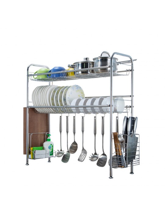 64/74/84/94cm Stainless Steel Rack Shelf Double Layers Storage for Kitchen Dishes Arrangement - 1