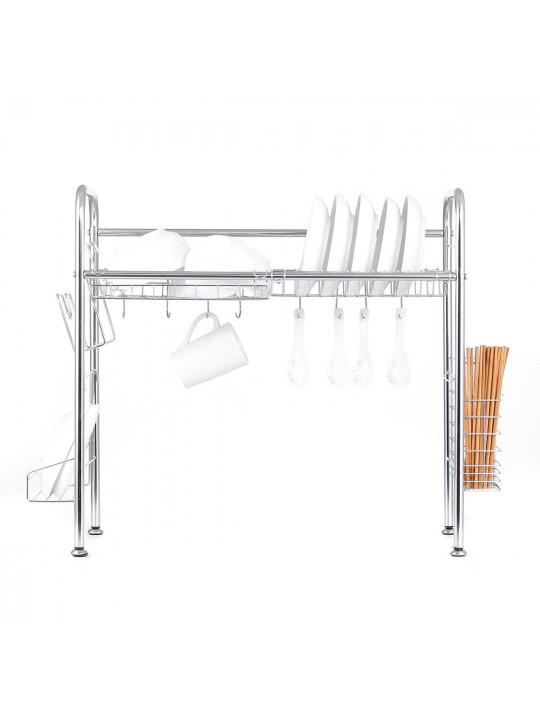 64/74/84cm Double Layer Stainless Steel Rack Shelf Storage for Kitchen Dishes Arrangement - 1