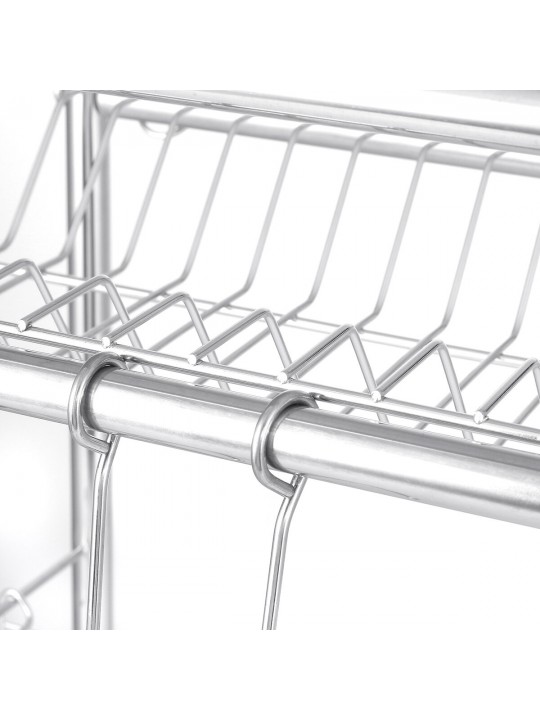 64/74/84cm Double Layer Stainless Steel Rack Shelf Storage for Kitchen Dishes Arrangement - 1