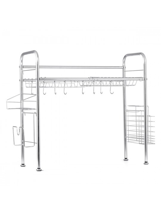 64/74/84cm Double Layer Stainless Steel Rack Shelf Storage for Kitchen Dishes Arrangement - 1