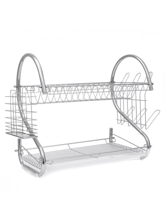 Dish Drying Rack 2 Tier Dish Rack with Utensil Holder Cup Holder and Dish Drainer for Kitchen Counter - 1