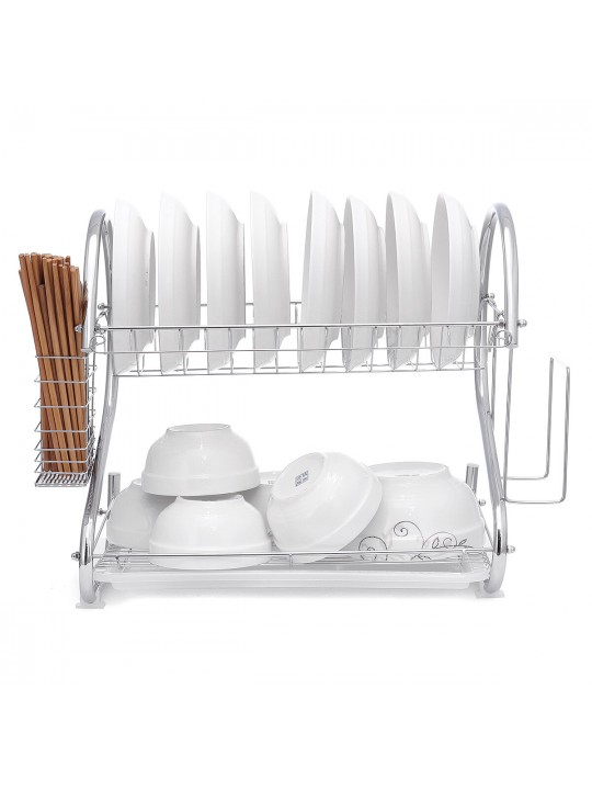 Dish Drying Rack 2 Tier Dish Rack with Utensil Holder Cup Holder and Dish Drainer for Kitchen Counter - 1