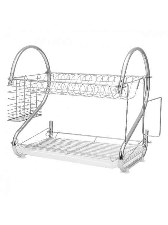 Dish Drying Rack 2 Tier Dish Rack with Utensil Holder Cup Holder and Dish Drainer for Kitchen Counter - 1