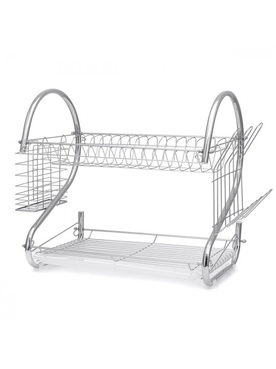 Dish Drying Rack 2 Tier Dish Rack with Utensil Holder Cup Holder and Dish Drainer for Kitchen Counter - 1