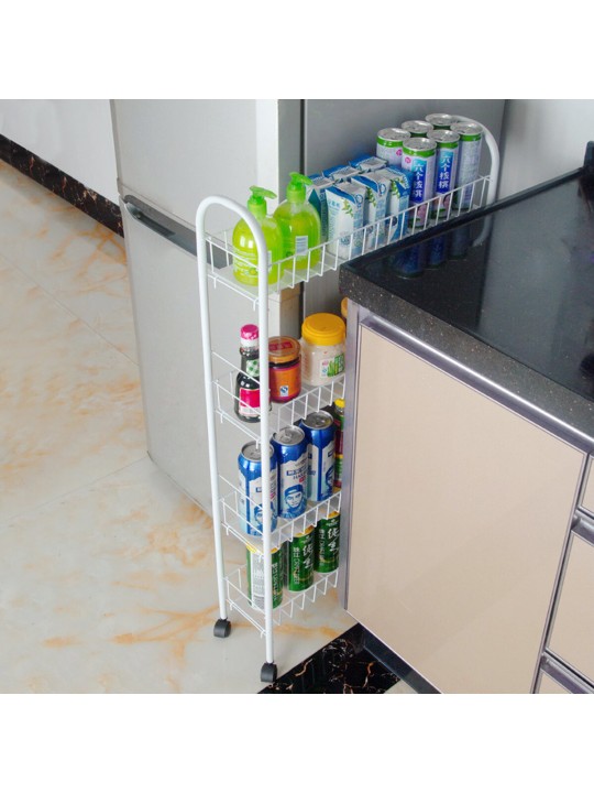 3/4 Layers Multi-function Shelf Portable Cart Wheels for Household Kitchen Items Storage - 1