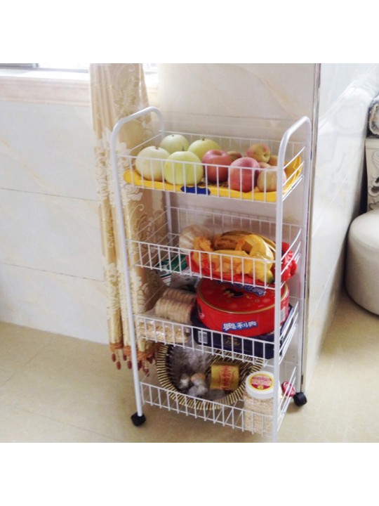 3/4 Layers Multi-function Shelf Portable Cart Wheels for Household Kitchen Items Storage - 1