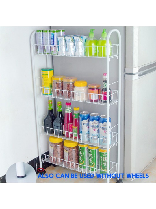 3/4 Layers Multi-function Shelf Portable Cart Wheels for Household Kitchen Items Storage - 1