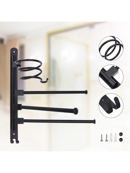 2/3-Arm Bath Towel Rod Rack Holder Wall Mounted Organizer Bathroom Kitchen Storage Rack - 2pcs