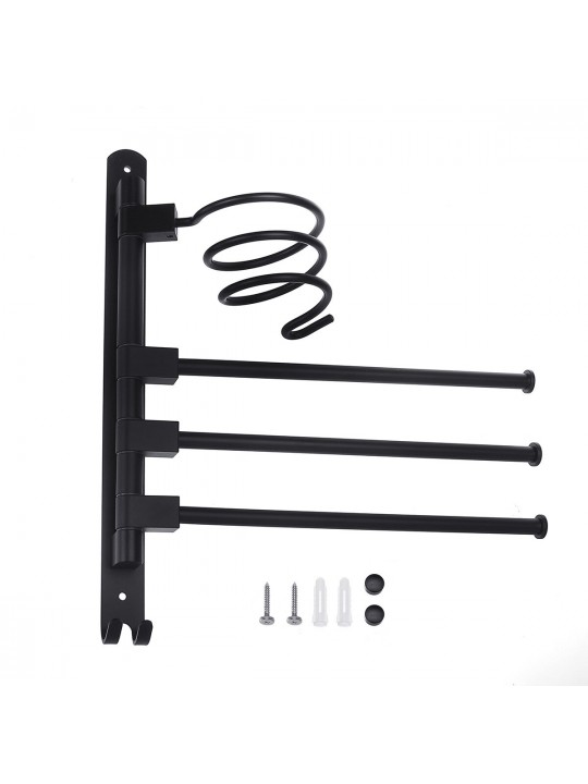 2/3-Arm Bath Towel Rod Rack Holder Wall Mounted Organizer Bathroom Kitchen Storage Rack - 2pcs