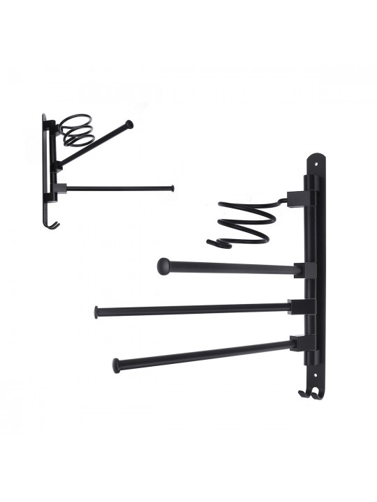 2/3-Arm Bath Towel Rod Rack Holder Wall Mounted Organizer Bathroom Kitchen Storage Rack - 2pcs