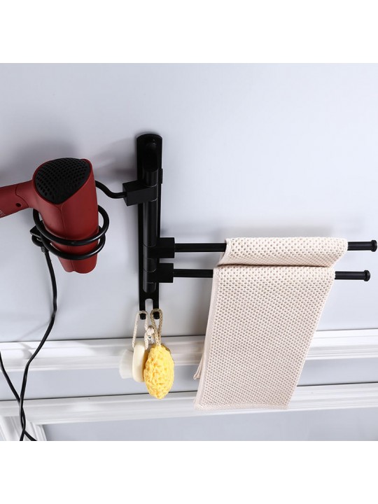 2/3-Arm Bath Towel Rod Rack Holder Wall Mounted Organizer Bathroom Kitchen Storage Rack - 2pcs