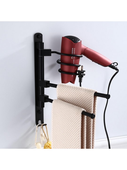 2/3-Arm Bath Towel Rod Rack Holder Wall Mounted Organizer Bathroom Kitchen Storage Rack - 2pcs