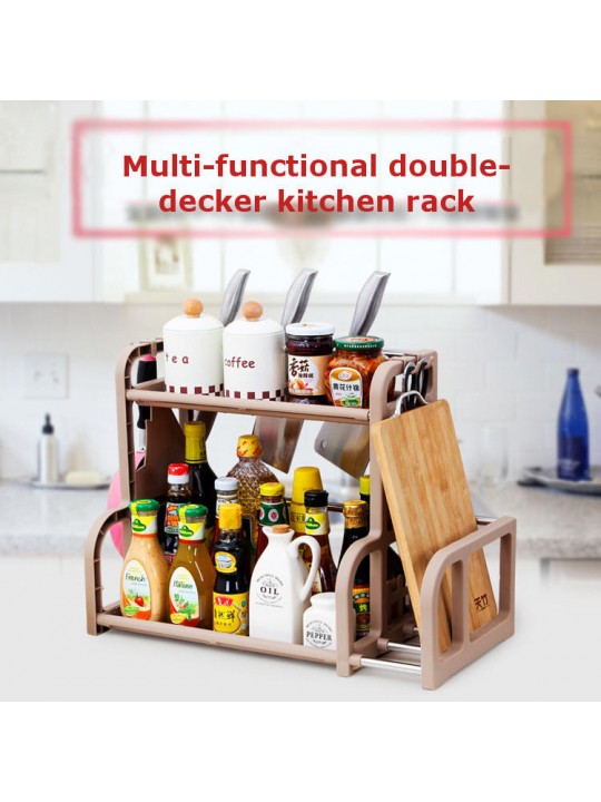 Double Layer Spice Jar Rack Storage Shelf Pantry Kitchen Cabinet Cupboard Holder - #2 Coffee