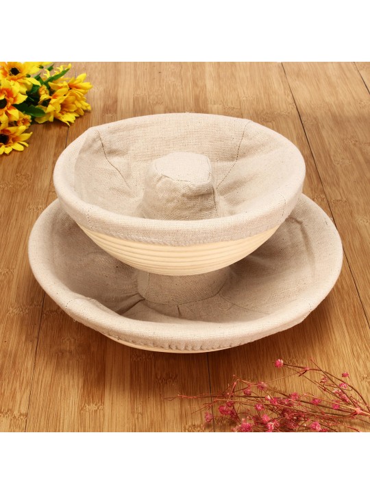 Handmade Round Oval Banneton Bortform Rattan Storage Baskets Bread Dough Proofing Liner - 22*8cm