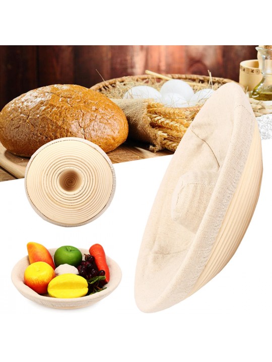 Handmade Round Oval Banneton Bortform Rattan Storage Baskets Bread Dough Proofing Liner - 22*8cm