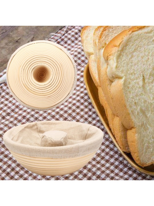 Handmade Round Oval Banneton Bortform Rattan Storage Baskets Bread Dough Proofing Liner - 22*8cm