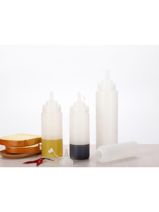 1/4/6/8X Clear Plastic Squeeze Sauce Ketchup Cruet Oil Bottles 8/12/16/24 oZ Flavouring Tool - 8