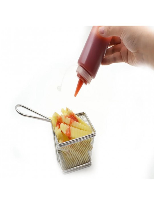 1/4/6/8X Clear Plastic Squeeze Sauce Ketchup Cruet Oil Bottles 8/12/16/24 oZ Flavouring Tool - 8