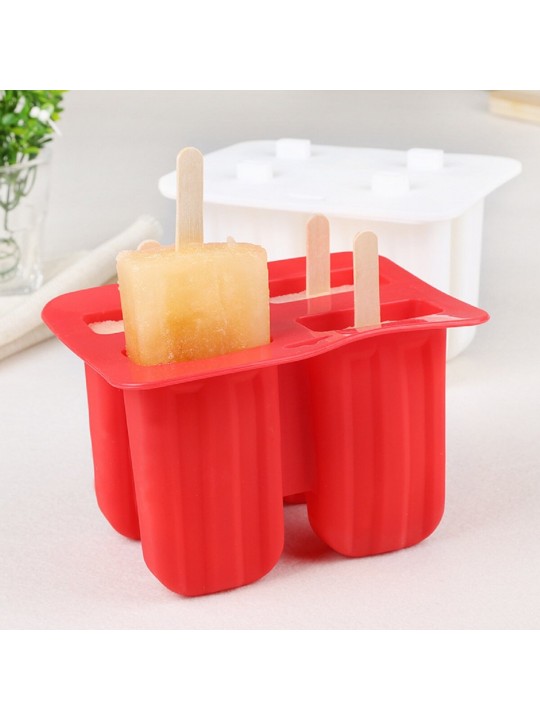 Ice Cream Popsicle Molds Tools Rectangle Shaped Reusable DIY Frozen Ice Cream Baking Mold for Kitchen - Red