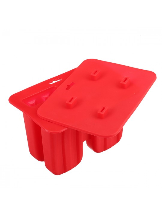 Ice Cream Popsicle Molds Tools Rectangle Shaped Reusable DIY Frozen Ice Cream Baking Mold for Kitchen - Red