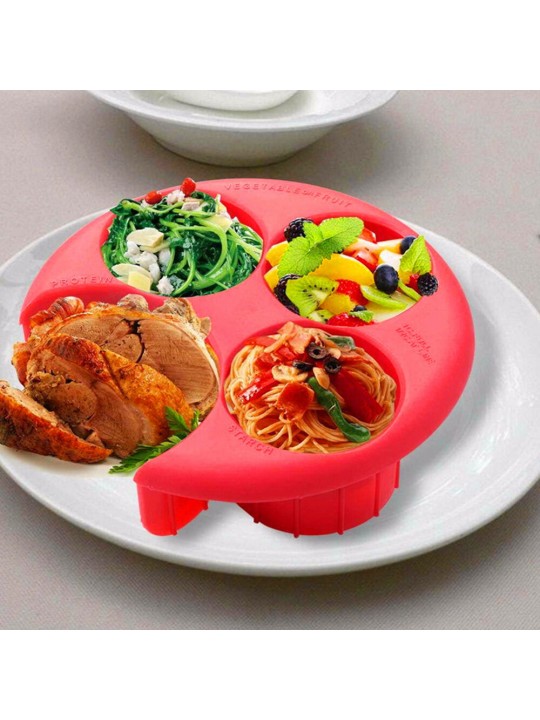 Meal Measure Portion Control Cooking Tools Keep Fit Tool Kitchen Food Eco-Friendly Plate Dinnerware Sets - Red