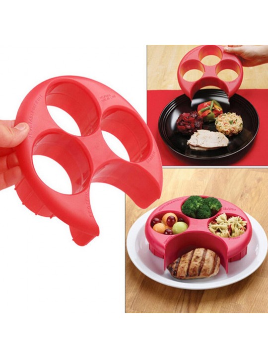 Meal Measure Portion Control Cooking Tools Keep Fit Tool Kitchen Food Eco-Friendly Plate Dinnerware Sets - Red