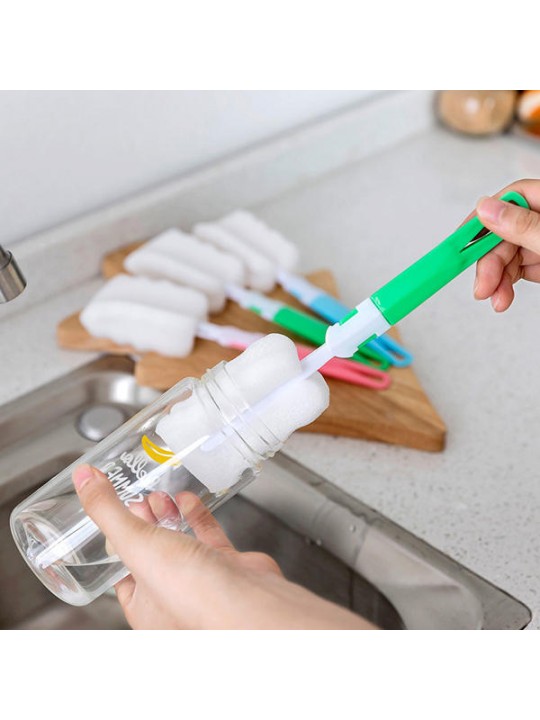 KC-CS02 Water Bottle Cup Mug Glass Sponge Cleaning Brush Washing Tool With Long Handle - Green